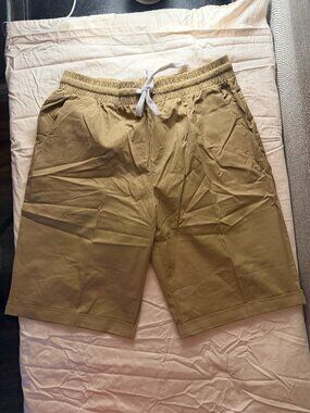 Kahki  Drawstring Casual Women Shorts